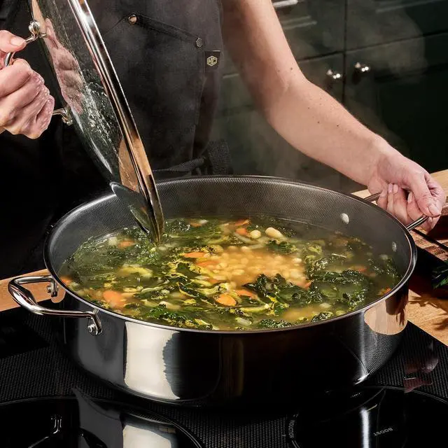 Alt view image 6 of 6 - Hybrid Nonstick 10-Quart Deep Sauté Pan with Tempered Glass Lid, Stay-Cool Handle, Dishwasher-Friendly, Oven-Safe Up to 900°F, Induction Ready, Compatible with All Cooktops