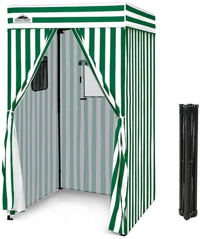Main image of 4x4 Pop Up Changing Tent, Flat Top Changing Room, White/Green | Portable, Privacy Tent, Pool Cabana, Dressing Room, Shower & Toilet Use, Opaque Fabric, Instant Setup, Photoshoots, Camping