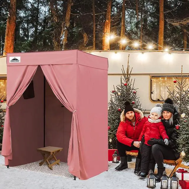 Alt view image 7 of 7 - 5x5 Pop Up Changing Tent, Flat Top Changing Room, Pink | Portable, Privacy Tent, Pool Cabana, Dressing Room, Shower & Toilet Use, Opaque Fabric, Instant Setup, Photoshoots, Camping
