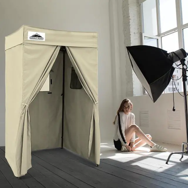 Alt view image 2 of 7 - 4x4 Pop Up Changing Tent, Flat Top Changing Room, Cream | Portable, Privacy Tent, Pool Cabana, Dressing Room, Shower & Toilet Use, Opaque Fabric, Instant Setup, Photoshoots, Camping