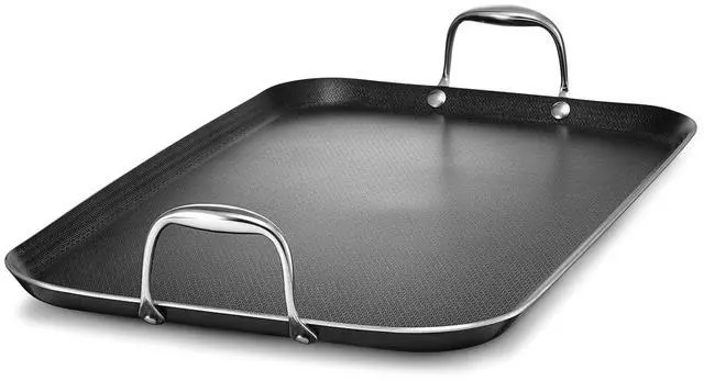 Main image of Double Burner Hybrid Nonstick Griddle Pan for Stovetop, Stay-Cool Handle, Dishwasher and Oven Safe, Induction Ready, Compatible with All Cooktops