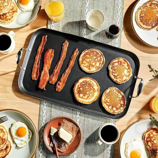 Alt view image 2 of 7 - Double Burner Hybrid Nonstick Griddle Pan for Stovetop, Stay-Cool Handle, Dishwasher and Oven Safe, Induction Ready, Compatible with All Cooktops