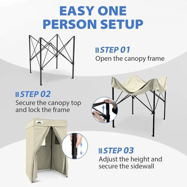 Alt view image 7 of 7 - 4x4 Pop Up Changing Tent, Flat Top Changing Room, Cream | Portable, Privacy Tent, Pool Cabana, Dressing Room, Shower & Toilet Use, Opaque Fabric, Instant Setup, Photoshoots, Camping