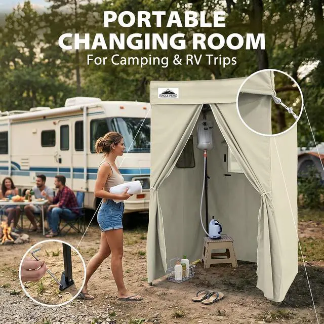 Alt view image 6 of 7 - 4x4 Pop Up Changing Tent, Flat Top Changing Room, Cream | Portable, Privacy Tent, Pool Cabana, Dressing Room, Shower & Toilet Use, Opaque Fabric, Instant Setup, Photoshoots, Camping