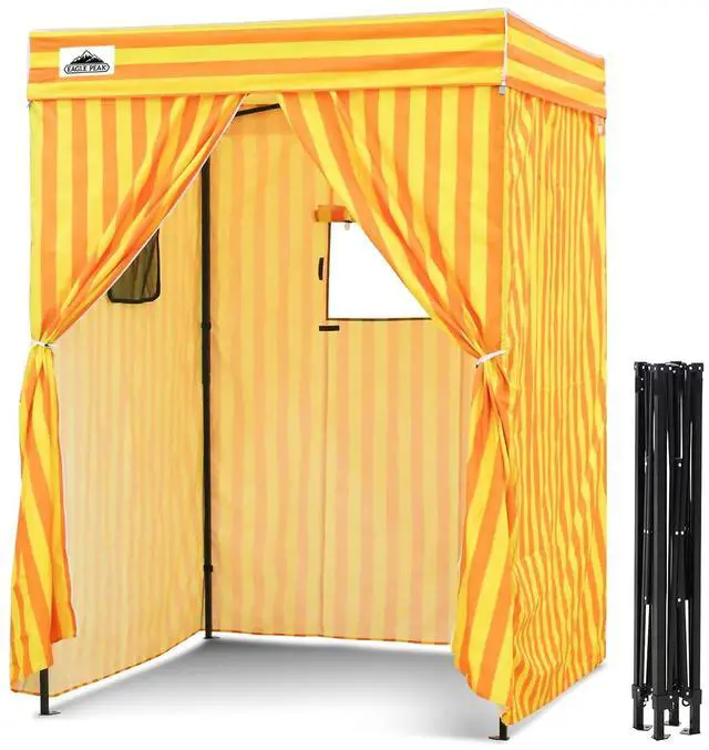 Main image of 5x5 Pop Up Changing Tent, Flat Top Changing Room, Yellow/Orange | Portable, Privacy Tent, Pool Cabana, Dressing Room, Shower & Toilet Use, Opaque Fabric, Instant Setup, Photoshoots, Camping