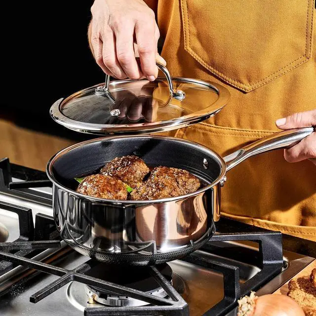 Alt view image 7 of 7 - 3 Quart Hybrid Nonstick Sauce Pan Pot with Lid, Stay-Cool Handle, Dishwasher Safe, Induction Ready, Compatible with All Cooktops