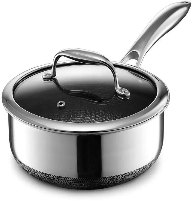 Main image of 2 Quart Hybrid Nonstick Sauce Pan Pot with Lid, Stay-Cool Handle, Dishwasher Safe, Induction Ready, Compatible with All Cooktops