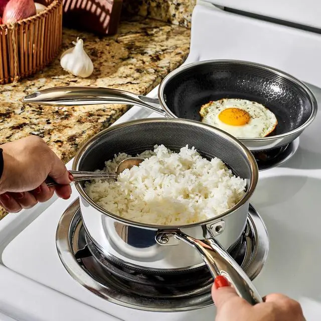 Alt view image 2 of 7 - 2 Quart Hybrid Nonstick Sauce Pan Pot with Lid, Stay-Cool Handle, Dishwasher Safe, Induction Ready, Compatible with All Cooktops