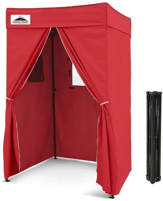 Main image of 4x4 Pop Up Changing Tent, Flat Top Changing Room, Red | Portable, Privacy Tent, Pool Cabana, Dressing Room, Shower & Toilet Use, Opaque Fabric, Instant Setup, Photoshoots, Camping
