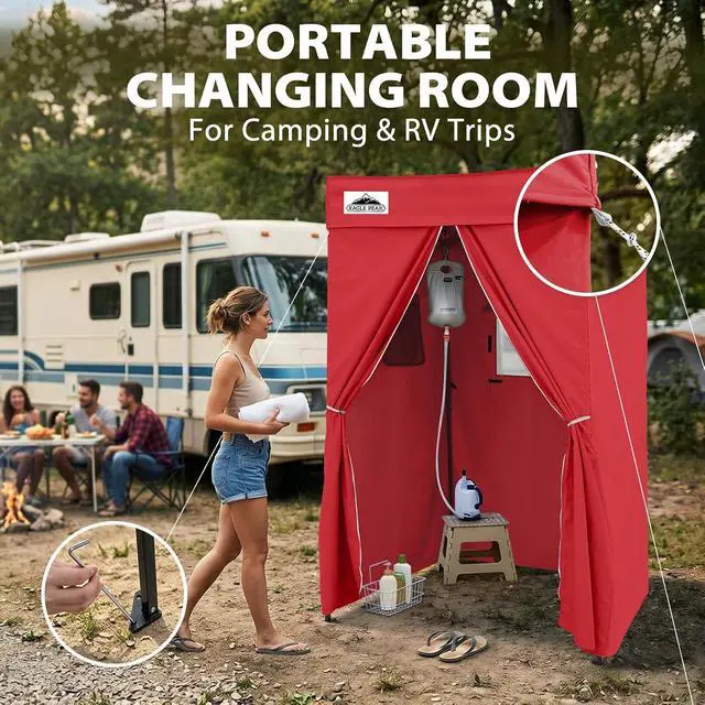 Alt view image 5 of 7 - 4x4 Pop Up Changing Tent, Flat Top Changing Room, Red | Portable, Privacy Tent, Pool Cabana, Dressing Room, Shower & Toilet Use, Opaque Fabric, Instant Setup, Photoshoots, Camping