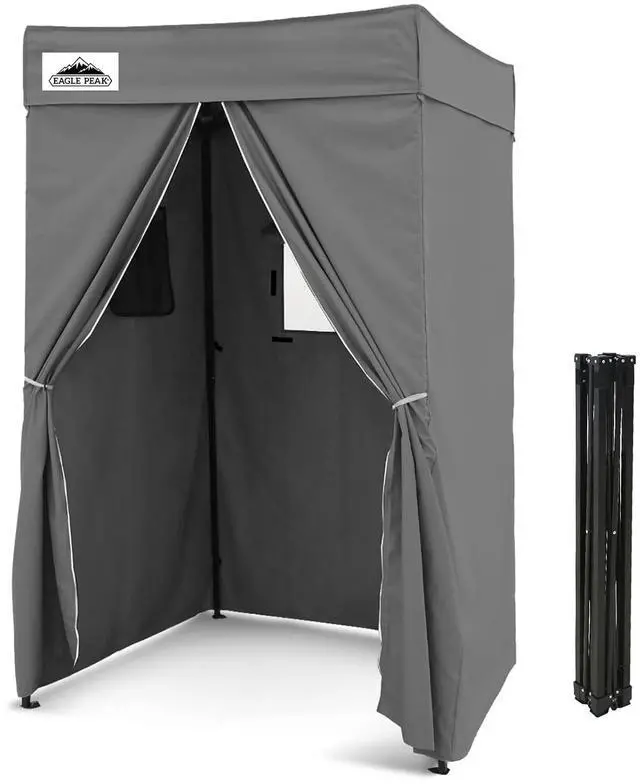 Main image of 4x4 Pop Up Changing Tent, Flat Top Changing Room, Dark Gray | Portable, Privacy Tent, Pool Cabana, Dressing Room, Shower & Toilet Use, Opaque Fabric, Instant Setup, Photoshoots, Camping
