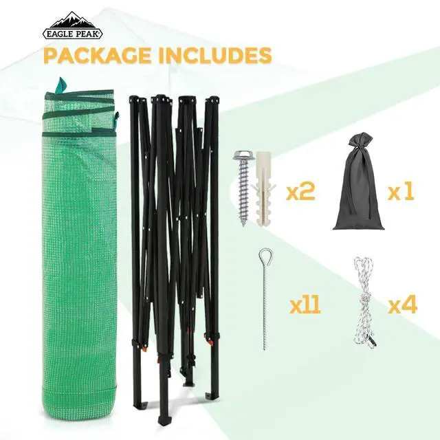 Alt view image 7 of 7 - 10x5 Portable Walk in Greenhouse, Pop Up Indoor Outdoor Greenhouse, Green House Kit with Zippered Roll-Up Doors and Windows, Lean-to Design, PE Cover, Clear/Green