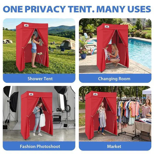 Alt view image 7 of 7 - 4x4 Pop Up Changing Tent, Flat Top Changing Room, Red | Portable, Privacy Tent, Pool Cabana, Dressing Room, Shower & Toilet Use, Opaque Fabric, Instant Setup, Photoshoots, Camping