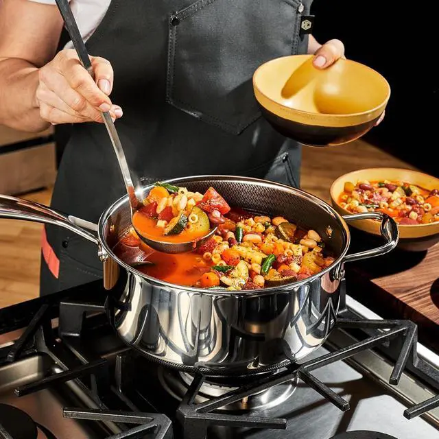 Alt view image 2 of 7 - HexClad Hybrid Nonstick 4-Piece Cookware Set, 5Qt Saucepan with Lid and 7Qt Chicken Fryer with Lid, Stay-Cool Handles, Dishwasher and Oven-Safe, Induction Ready, Compatible with All Cooktops
