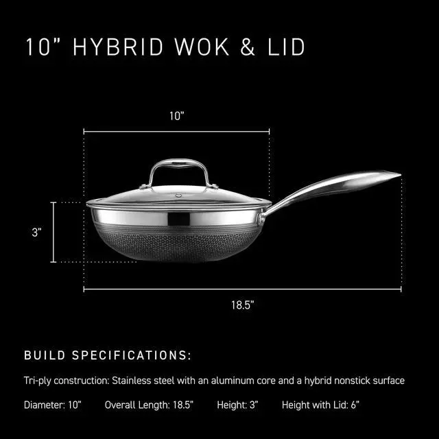 Alt view image 3 of 7 - 10 Inch Hybrid Nonstick Wok, Stay-Cool Handle, Dishwasher and Oven Safe, Compatible with All Cooktops, Induction Ready