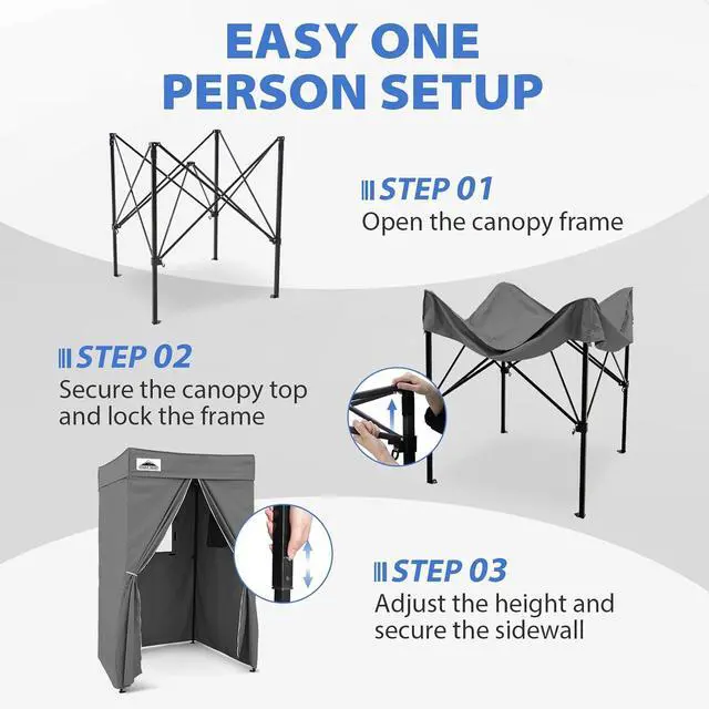 Alt view image 6 of 7 - 4x4 Pop Up Changing Tent, Flat Top Changing Room, Dark Gray | Portable, Privacy Tent, Pool Cabana, Dressing Room, Shower & Toilet Use, Opaque Fabric, Instant Setup, Photoshoots, Camping