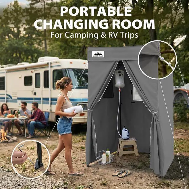 Alt view image 5 of 7 - 4x4 Pop Up Changing Tent, Flat Top Changing Room, Dark Gray | Portable, Privacy Tent, Pool Cabana, Dressing Room, Shower & Toilet Use, Opaque Fabric, Instant Setup, Photoshoots, Camping