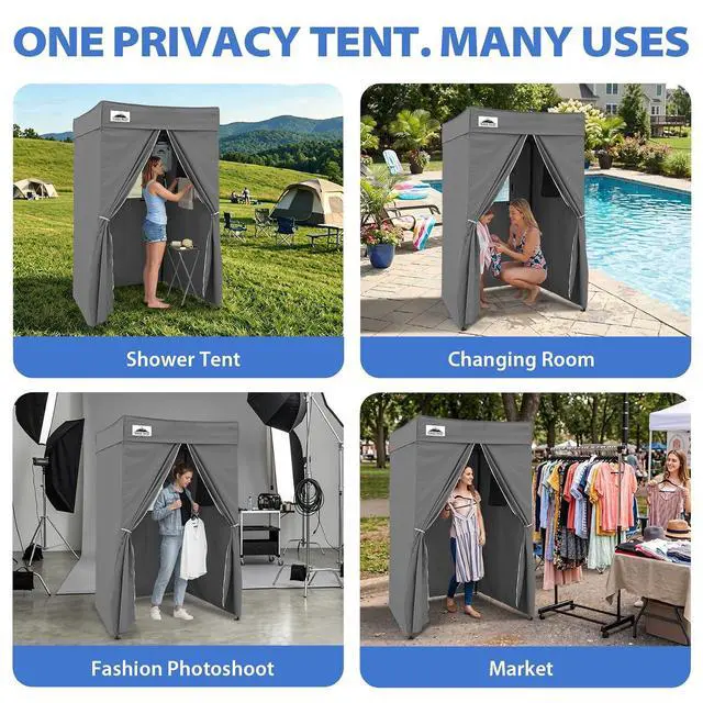 Alt view image 7 of 7 - 4x4 Pop Up Changing Tent, Flat Top Changing Room, Dark Gray | Portable, Privacy Tent, Pool Cabana, Dressing Room, Shower & Toilet Use, Opaque Fabric, Instant Setup, Photoshoots, Camping