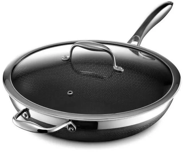 Main image of HexClad 12 Inch Hybrid Nonstick Wok with Lid, Stay-Cool Handle, Dishwasher and Oven Safe, Compatible with All Cooktops, Induction Ready