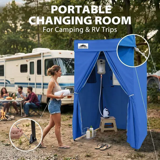 Alt view image 5 of 7 - 4x4 Pop Up Changing Tent, Flat Top Changing Room, Blue | Portable, Privacy Tent, Pool Cabana, Dressing Room, Shower & Toilet Use, Opaque Fabric, Instant Setup, Photoshoots, Camping