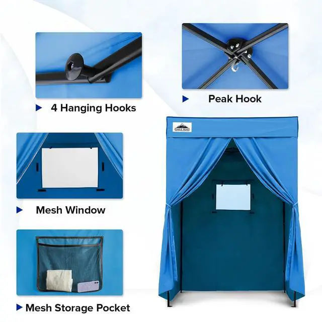 Alt view image 2 of 7 - 5x5 Pop Up Changing Tent, Flat Top Changing Room, Light Blue | Portable, Privacy Tent, Pool Cabana, Dressing Room, Shower & Toilet Use, Opaque Fabric, Instant Setup, Photoshoots, Camping
