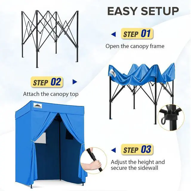 Alt view image 4 of 7 - 5x5 Pop Up Changing Tent, Flat Top Changing Room, Light Blue | Portable, Privacy Tent, Pool Cabana, Dressing Room, Shower & Toilet Use, Opaque Fabric, Instant Setup, Photoshoots, Camping