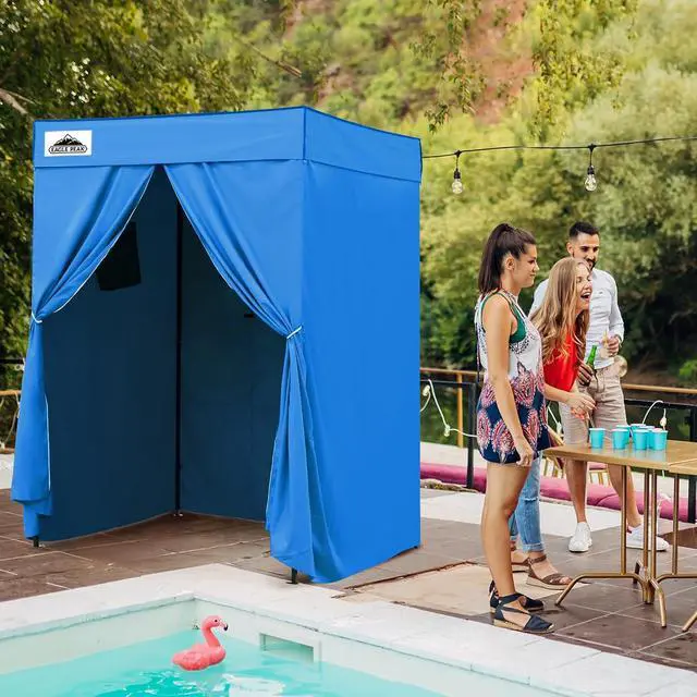 Alt view image 5 of 7 - 5x5 Pop Up Changing Tent, Flat Top Changing Room, Light Blue | Portable, Privacy Tent, Pool Cabana, Dressing Room, Shower & Toilet Use, Opaque Fabric, Instant Setup, Photoshoots, Camping