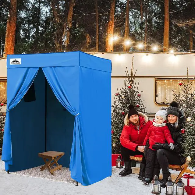 Alt view image 7 of 7 - 5x5 Pop Up Changing Tent, Flat Top Changing Room, Light Blue | Portable, Privacy Tent, Pool Cabana, Dressing Room, Shower & Toilet Use, Opaque Fabric, Instant Setup, Photoshoots, Camping
