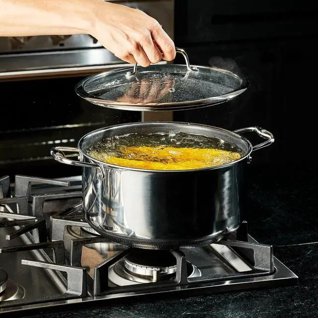 Alt view image 7 of 7 - 8 Quart Hybrid Nonstick Stock Pot with Lid, Dishwasher Safe, Induction Ready, Compatible with All Cooktops