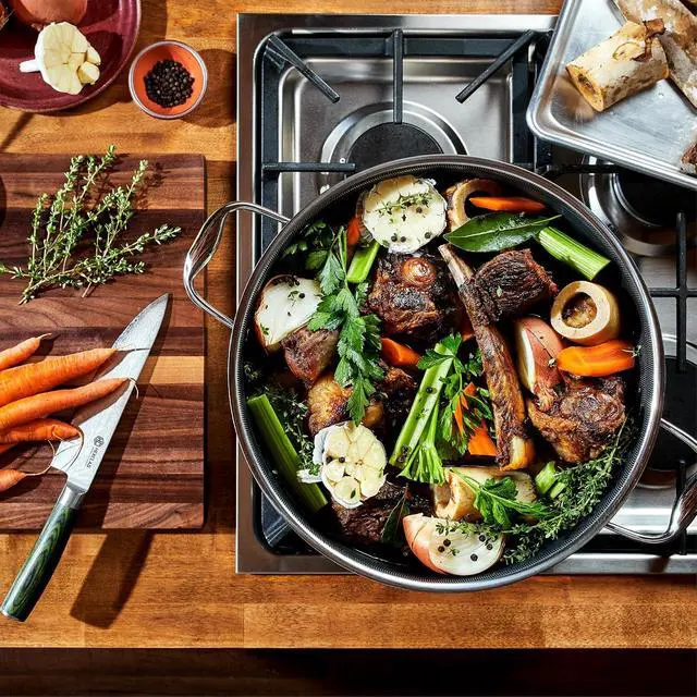 Alt view image 2 of 7 - 12 Quart Hybrid Nonstick Stock Pot with Lid, Dishwasher Safe, Induction Ready, Compatible with All Cooktops