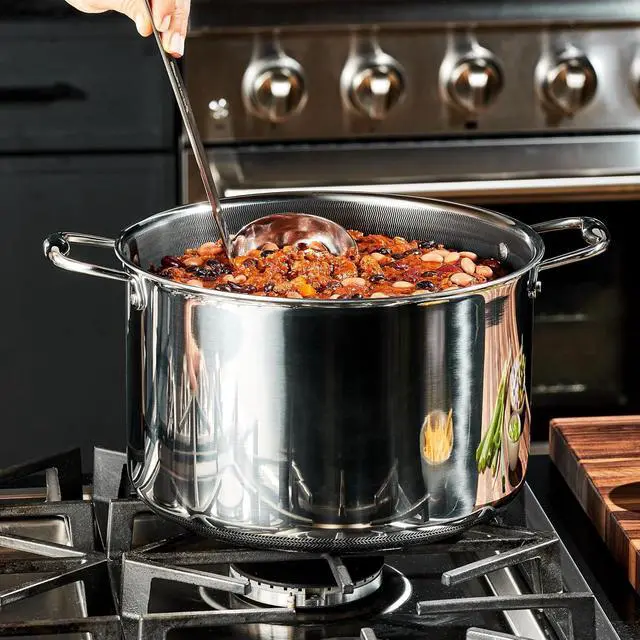 Alt view image 7 of 7 - 10 Quart Hybrid Nonstick Stock Pot with Lid, Dishwasher Safe, Induction Ready, Compatible with All Cooktops