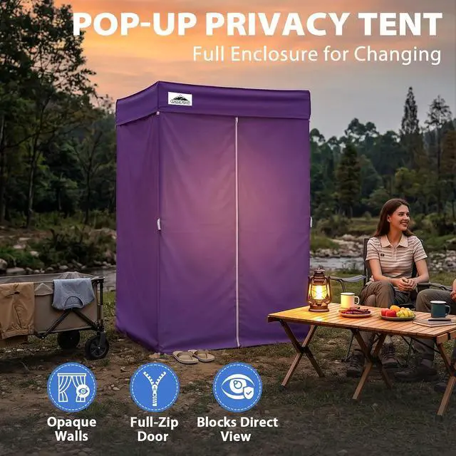 Alt view image 4 of 7 - 4x4 Pop Up Changing Tent, Flat Top Changing Room, Purple | Portable, Privacy Tent, Pool Cabana, Dressing Room, Shower & Toilet Use, Opaque Fabric, Instant Setup, Photoshoots, Camping