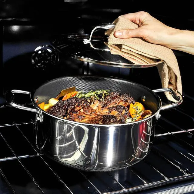 Alt view image 7 of 7 - Hybrid Nonstick 5-Quart Dutch Oven with Stainless Steel Lid, Stay-Cool Handles, Dishwasher-Friendly, Oven-Safe Up to 900°F, Induction Ready, Compatible with All Cooktops