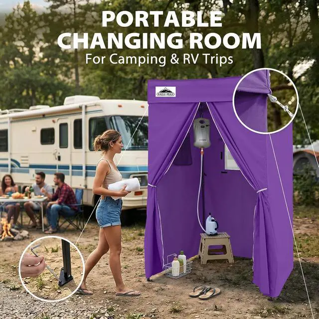 Alt view image 5 of 7 - 4x4 Pop Up Changing Tent, Flat Top Changing Room, Purple | Portable, Privacy Tent, Pool Cabana, Dressing Room, Shower & Toilet Use, Opaque Fabric, Instant Setup, Photoshoots, Camping