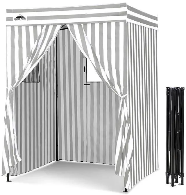 Main image of 5x5 Pop Up Changing Tent, Flat Top Changing Room, Gray/White | Portable, Privacy Tent, Pool Cabana, Dressing Room, Shower & Toilet Use, Opaque Fabric, Instant Setup, Photoshoots, Camping