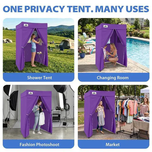 Alt view image 7 of 7 - 4x4 Pop Up Changing Tent, Flat Top Changing Room, Purple | Portable, Privacy Tent, Pool Cabana, Dressing Room, Shower & Toilet Use, Opaque Fabric, Instant Setup, Photoshoots, Camping