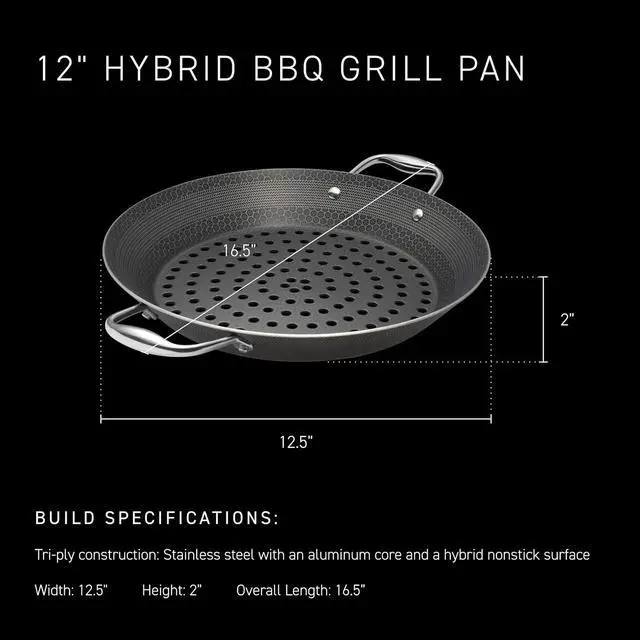 Alt view image 3 of 7 - Hybrid Nonstick BBQ Grill Pan, Dishwasher-Friendly, BBQ and Oven-Safe Up to 900°F