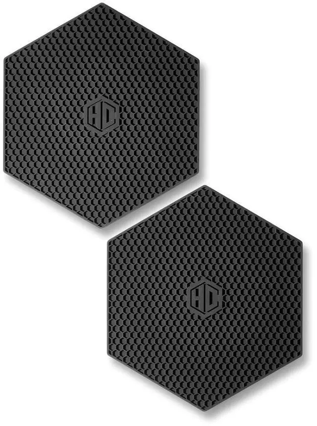 Main image of Hexagon Silicone Trivets, 2-Pack, Nonslip and Heat Resistant Hot Pads, Black