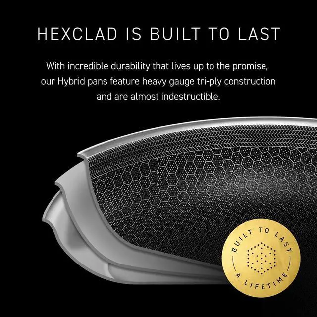 Alt view image 5 of 6 - HexClad 6 Piece Hybrid Nonstick Frying Pan Set, 8, 10 and 12-Inch Frying Pans with Lids, Stay-Cool Handles, Dishwasher and Oven Safe, Induction Ready, Compatible with All Cooktops