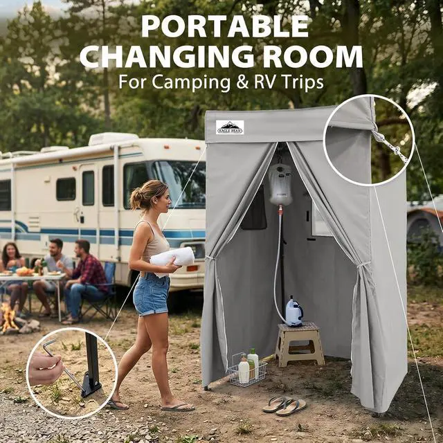 Alt view image 5 of 7 - 4x4 Pop Up Changing Tent, Flat Top Changing Room, Gray | Portable, Privacy Tent, Pool Cabana, Dressing Room, Shower & Toilet Use, Opaque Fabric, Instant Setup, Photoshoots, Camping