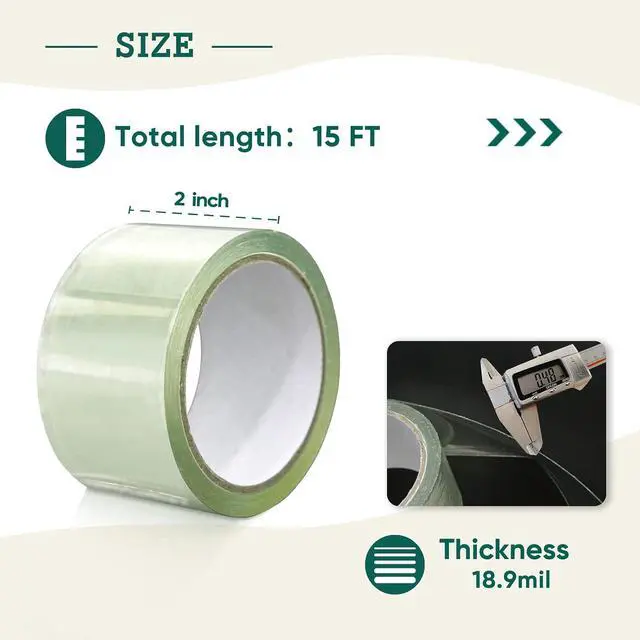 Alt view image 3 of 7 - Greenhouse Cover Repair Tape 2''x15' Heavy Duty 18.9 mil Reinforced Ultra High Performance Acrylic Adhesive Weather Resistant Tape for PE Polyethylene Greenhouse Covers and Film, Clear