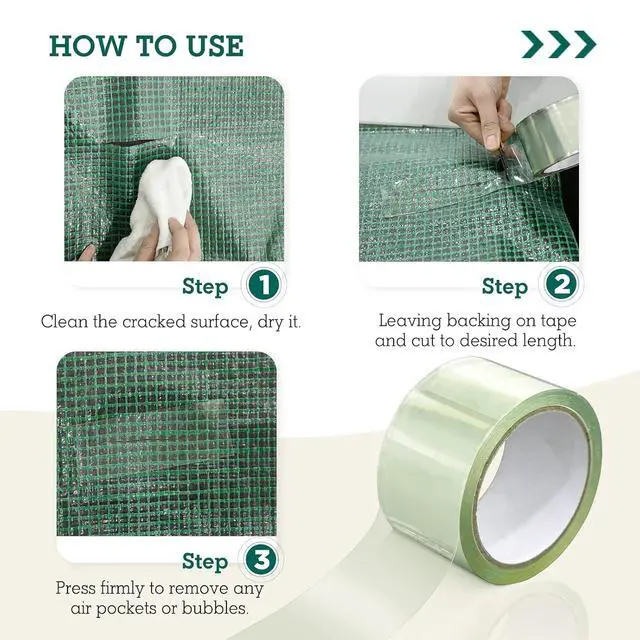 Alt view image 6 of 7 - Greenhouse Cover Repair Tape 2''x15' Heavy Duty 18.9 mil Reinforced Ultra High Performance Acrylic Adhesive Weather Resistant Tape for PE Polyethylene Greenhouse Covers and Film, Clear