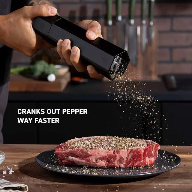 Alt view image 3 of 7 - HexMill Pepper Grinder, Professional Grade Heavy Duty, Refillable, Aluminum Matte Black, Adjustable Ten Coarse Grind Settings
