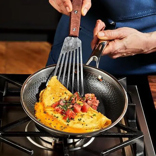 Alt view image 4 of 7 - Hybrid Nonstick 14-Piece Cookware Set, 8", 10", and 12" Pans with Lids, 2, 3, and 8Qt Pots with Lids, and 2 Silicone Trivets, Stay-Cool Handles, Dishwasher and Oven-Safe, Induction Ready