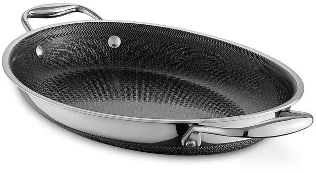 Main image of Hybrid 12.5 x 9 Inch Oval Roasting Pan, Dishwasher-Friendly, Oven-Safe Up to 900°F, Compatible with All Cooktops
