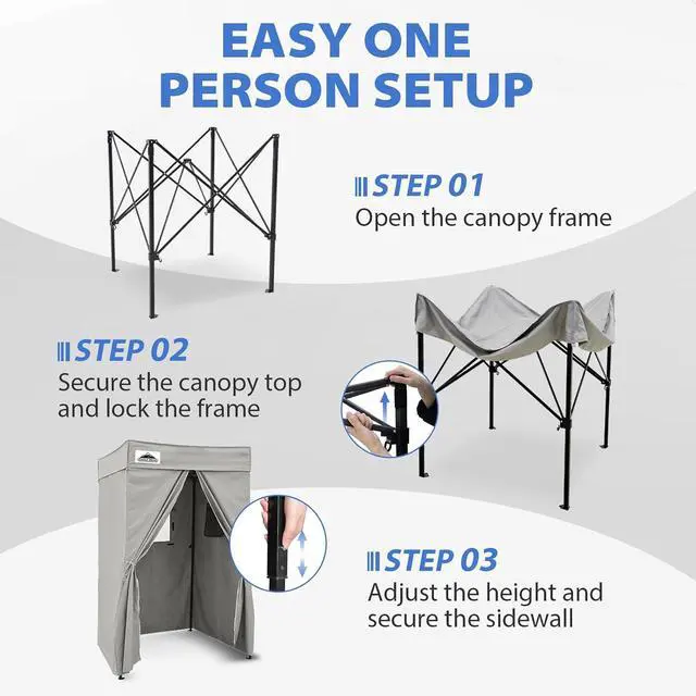 Alt view image 6 of 7 - 4x4 Pop Up Changing Tent, Flat Top Changing Room, Gray | Portable, Privacy Tent, Pool Cabana, Dressing Room, Shower & Toilet Use, Opaque Fabric, Instant Setup, Photoshoots, Camping