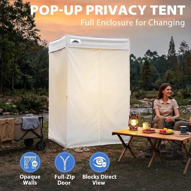 Alt view image 5 of 7 - 4x4 Pop Up Changing Tent, Flat Top Changing Room, White | Portable, Privacy Tent, Pool Cabana, Dressing Room, Shower & Toilet Use, Opaque Fabric, Instant Setup, Photoshoots, Camping