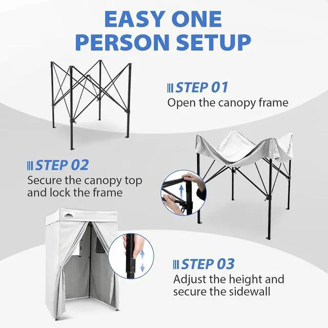 Alt view image 7 of 7 - 4x4 Pop Up Changing Tent, Flat Top Changing Room, White | Portable, Privacy Tent, Pool Cabana, Dressing Room, Shower & Toilet Use, Opaque Fabric, Instant Setup, Photoshoots, Camping