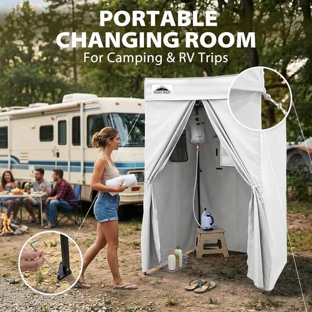 Alt view image 6 of 7 - 4x4 Pop Up Changing Tent, Flat Top Changing Room, White | Portable, Privacy Tent, Pool Cabana, Dressing Room, Shower & Toilet Use, Opaque Fabric, Instant Setup, Photoshoots, Camping