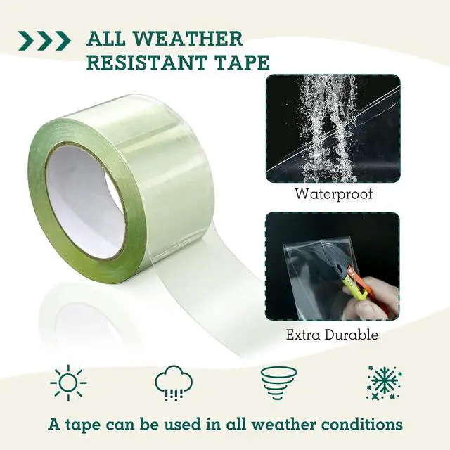 Alt view image 5 of 7 - Greenhouse Cover Repair Tape 2''x30' Heavy Duty 18.9 mil Reinforced Ultra High Performance Acrylic Adhesive Weather Resistant Tape for PE Polyethylene Greenhouse Covers and Film, Clear